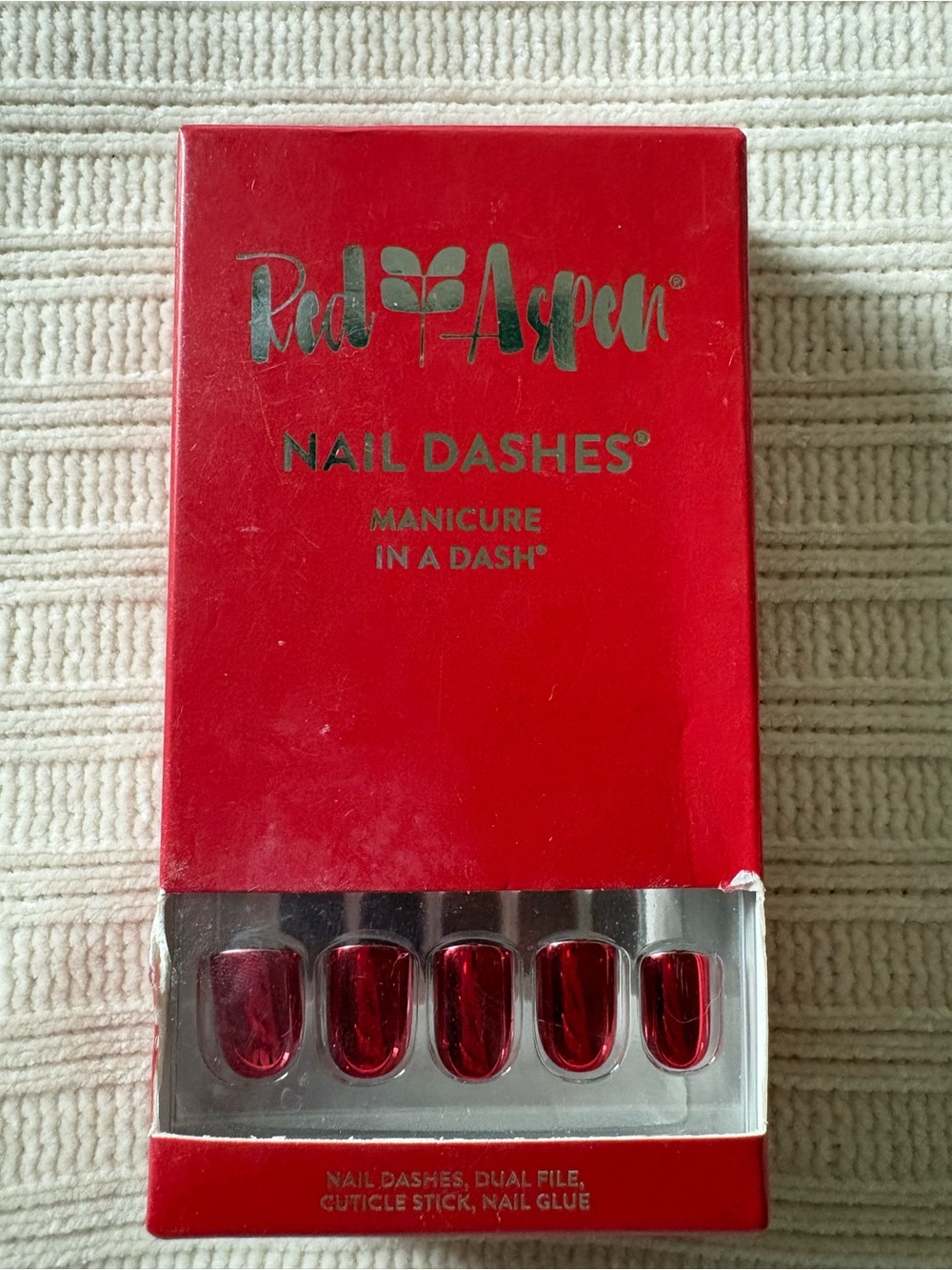 Red Aspen Red Nail Dashes Press-On Manicure Crimson Chrome Cameron